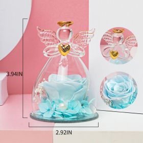 1pc; Birthday Gifts For Women; Preserved Rose In Angel Glass; Mom Grandma Gifts On Mother's Day; Valentine's Day; Wedding; Thanksgiving; Christma