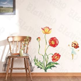 Girl & Flowers - Large Wall Decals Stickers Appliques Home Decor