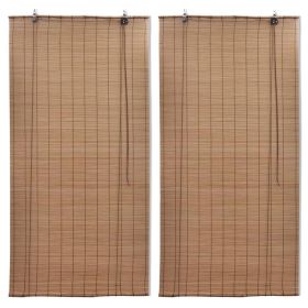 Bamboo Roller Blinds 2 pcs 100 x 160 cm Brown