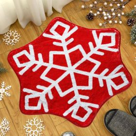 Winter Christmas Snowflake Bathroom Rug Snowflake Bath Mat Non Slip Washable Rugs Welcome Decorative Red Snowflake Doormat for Home Kitchen Xmas Decor