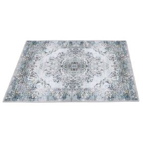 Vintage Area Rug Modern Non Slip Carpet Boho Low Pile Soft Rug Waterproof Machine Washable Rug for Living Room Bedroom Kitchen Dining Room Under