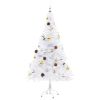 Artificial Pre-lit Christmas Tree with Baubles White 5 ft