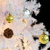 Artificial Pre-lit Christmas Tree with Baubles White 5 ft