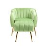 Velvet Accent Chair with Ottoman, Modern Tufted Barrel Chair Ottoman Set for Living Room Bedroom, Golden Finished, Grass Green
