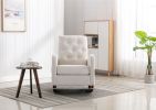 High Back Rocking Chair Nursery Chair .Comfortable Rocker Fabric Padded Seat .Modern High Back Armchair