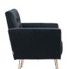 COOLMORE Velvet Armchair Single Sofa Modern Tufted Upholstered Side Reading Chairs with Arm and Gold Metal Leg for Living Room Bedroom ( Black )