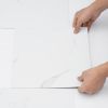VEVOR Self Adhesive Vinyl Floor Tiles 12 x 12 inch, 50 Tiles 1.5mm Thick Peel & Stick, White Marble Texture DIY Flooring for Kitchen, Dining Room