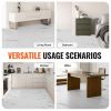 VEVOR Self Adhesive Vinyl Floor Tiles 390 x 23.6 inch, 1.5mm Thick Peel & Stick, White Marble Texture DIY Flooring for Kitchen, Dining Room