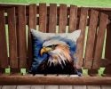Eagle Throw Pillow Machine Washable, Indoor Outdoor Decorative Pillow for Couch, Bed or Patio, 14Hx14W