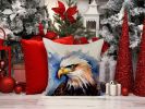 Eagle Throw Pillow Machine Washable, Indoor Outdoor Decorative Pillow for Couch, Bed or Patio, 14Hx14W