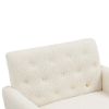 COOLMORE Armchair Single Sofa Modern Tufted Upholstered Side Reading Chairs with Arm and Gold Metal Leg for Living Room Bedroom (White teddy )