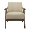 Modern Home Furniture Light Brown Fabric Upholstered 1pc Accent Chair Walnut Finish Wood Cushion Back and Seat Furniture