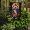 White English Bulldog Witchy Halloween Garden Flag Mailbox Flag Decorative Yard Flag Banner Outside Patio Artwork Yard Flower Beds, Garden Size