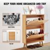VEVOR Shoe Cabinet with 2 Flip Drawers, Shoe Storage Cabinet for Entryway, Free Standing Shoe Storage Organizer with Rattan Doors for Heels, Boots