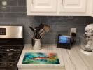 NEW Salmon Glass Cutting Board Decorative Tempered Glass Kitchen Cutting and Serving Board Large Size Chopping Board