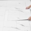 VEVOR Self Adhesive Vinyl Floor Tiles 390 x 23.6 inch, 1.5mm Thick Peel & Stick, White Marble Texture DIY Flooring for Kitchen, Dining Room