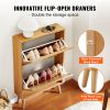 VEVOR Shoe Cabinet with 2 Flip Drawers, Shoe Storage Cabinet for Entryway, Free Standing Shoe Storage Organizer with Rattan Doors for Heels, Boots