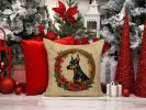 Doberman Pinscher Christmas Flowers Throw Pillow Machine Washable, Indoor Outdoor Decorative Pillow for Couch, Bed or Patio, 14Hx14W