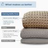 100% Cotton Waffle Weave Throw Blanket 50x70 inch Ivory Color Lightweight Soft and Breathable Throw Blanket for All Season Skin Friendly Blanket for C
