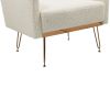 COOLMORE Armchair Single Sofa Modern Tufted Upholstered Side Reading Chairs with Arm and Gold Metal Leg for Living Room Bedroom (White teddy )