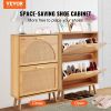 VEVOR Shoe Cabinet with 2 Flip Drawers, Shoe Storage Cabinet for Entryway, Free Standing Shoe Storage Organizer with Rattan Doors for Heels, Boots
