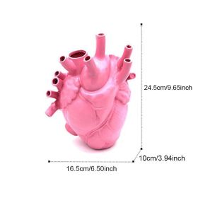 Vase In The Shape Of Human Heart, Home Decoration, Desktop Art Craft Ornament, Exquisite And High-end Indoor Vase, Organ Design Flower Container (Color: pink, size: 16.5*10*25)