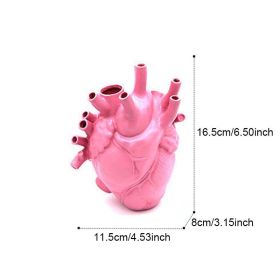 Vase In The Shape Of Human Heart, Home Decoration, Desktop Art Craft Ornament, Exquisite And High-end Indoor Vase, Organ Design Flower Container (Color: pink, size: 11.5*8*16.5)