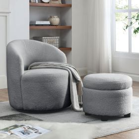 [Video] Welike Swivel barrel chair, living room swivel chair with round storage chair, 360 ¬∞ swivel club chair, nursery, bedroom, office (Color: as Pic)