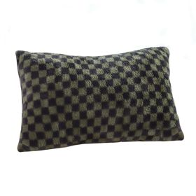 SOGA 30cm Urban Light Luxury Dark Green Checkered Lumbar Throw Pillow (Color: Dark Green)