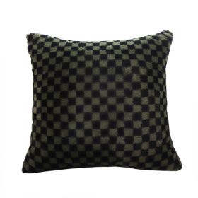 SOGA 30cm Urban Light Luxury Dark Green Checkered Lumbar Throw Pillow (Color: Dark Night Green)