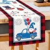 1PC Rectangle Linen Blend Striped Table Runners; Independence Day Home Decoration