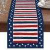1PC Rectangle Linen Blend Striped Table Runners; Encryption Linen Home Decoration Independence Day Atmosphere Waterproof Table Runner; 72"*13"; Patrio