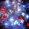 1pc, Flag String Lights, 4th Of July Memorial Day American Flag Stars Decoration String Lights, Battery Operated With Multi-Function Remote Lights