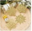 100pcs Christmas Snowflake Ornaments, Plastic Glitter Snow Flakes Ornaments for Christmas Tree